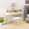 Costway Solid Wood Makeup Vanity Desk Set with LED Lighted Mirror Drawers Cushioned Stool White + Brown/Black + Brown/White + Black/White + Natural